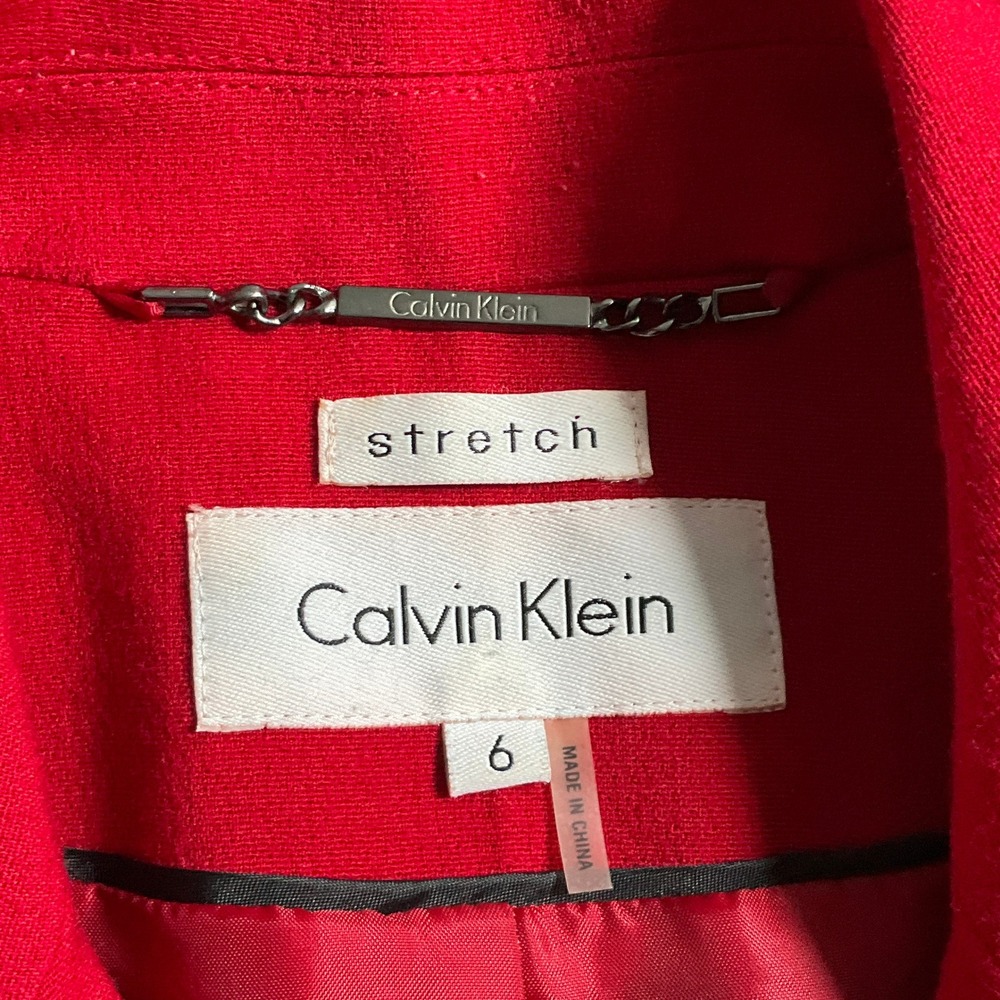 Calvin Klein Red Stretch‎ Blazer Jacket Women's Size 6 Career Office - Picture 3 of 16